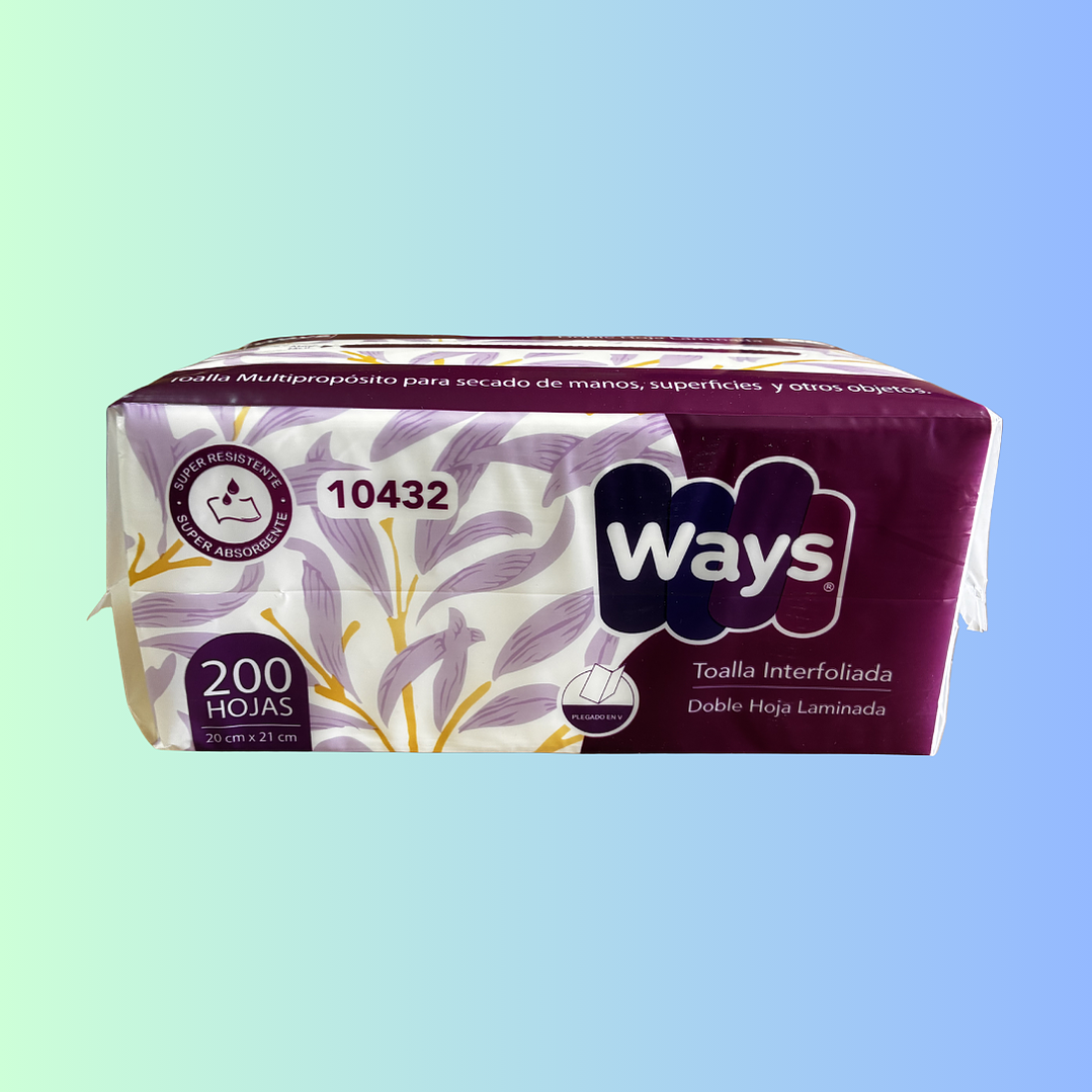 TOALLA INTERFOLIADA CAJA DOBLE HOJA 18X200 EMPAQUE INDIVIDUAL 1