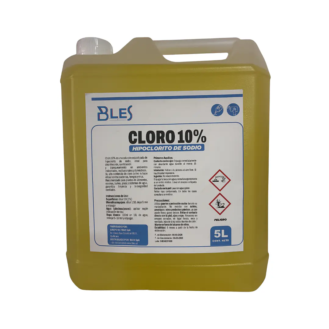 HIPOCLORITO DE SODIO AL 10% (CLORO) 5LT 1