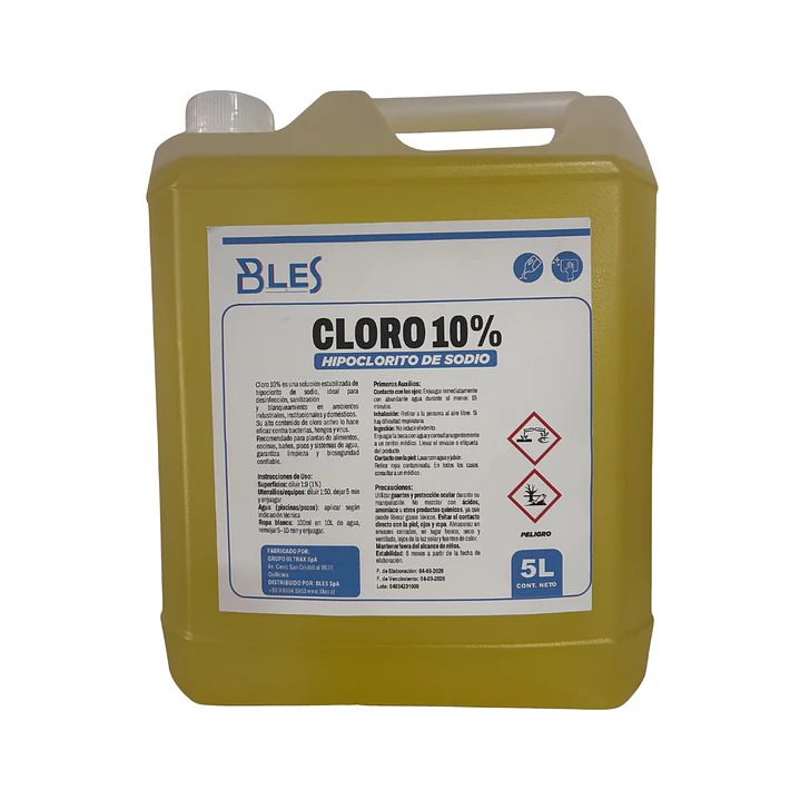 HIPOCLORITO DE SODIO AL 10% (CLORO) 5LT 1