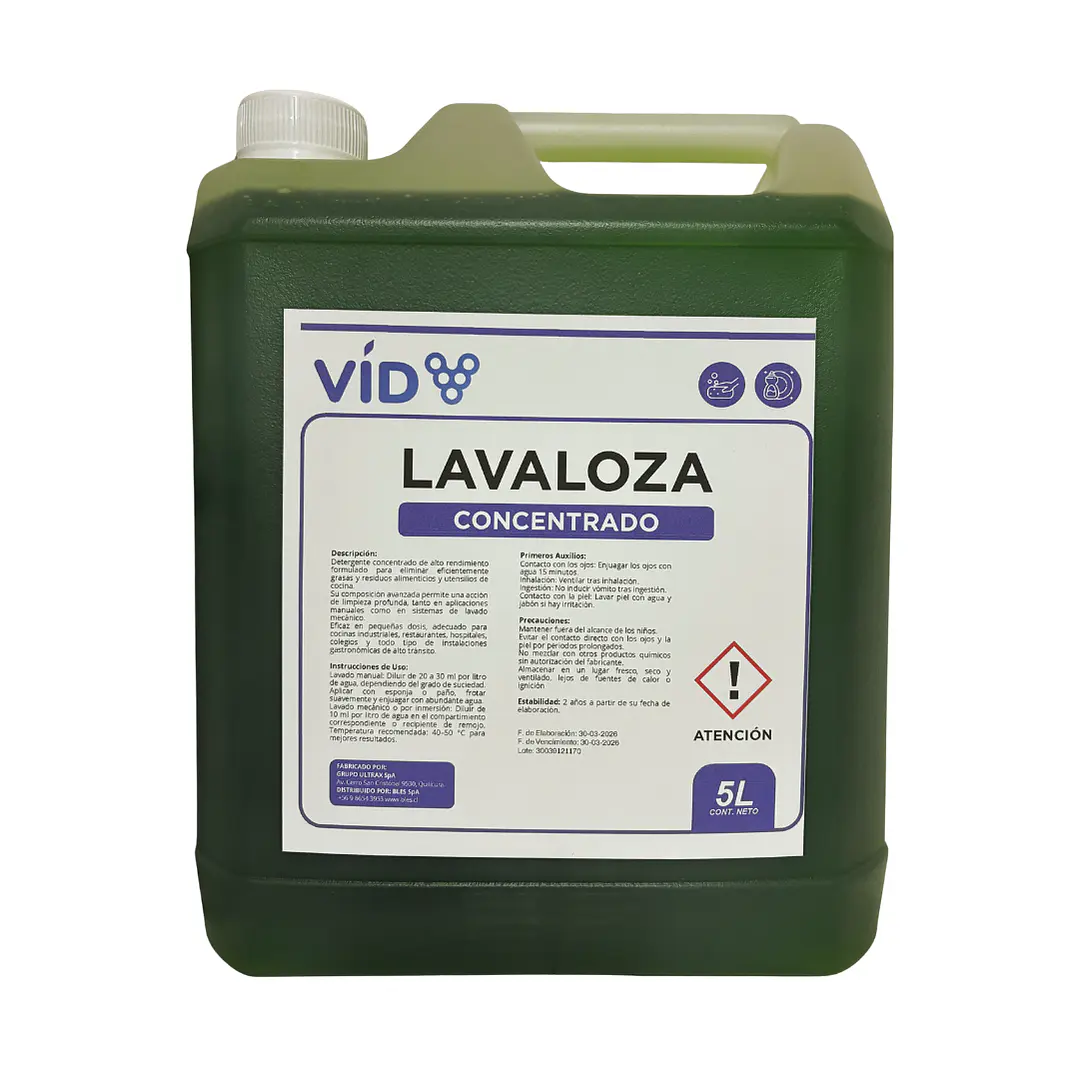 LAVALOZAS CONCENTRADO VID  5 LT – ALTO PODER DESENGRASANTE 1