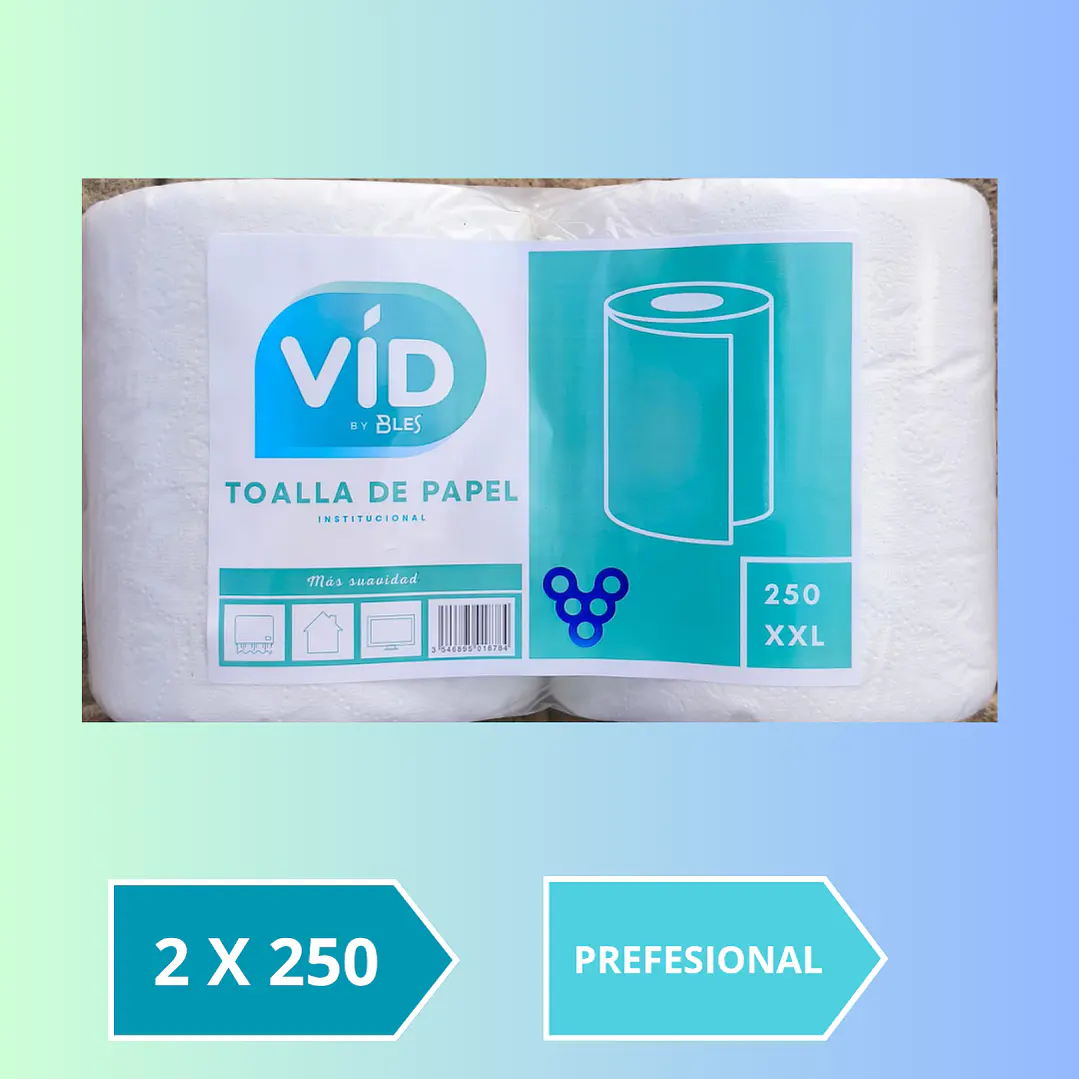TOALLA DE PAPEL INDUSTRIAL JUMBO 250 XXL 2