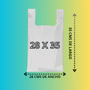 BOLSA CAMISETA JUMBO 28 X 35 BLANCA, 100u