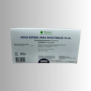 AGUA BIDESTILADA 10 ML AMPOLLA (BIOSANO), CAJA 50u
