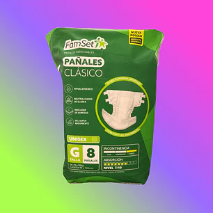Pañal Adulto Famset Clásico Talla G Incontinencia Fuerte X8 U