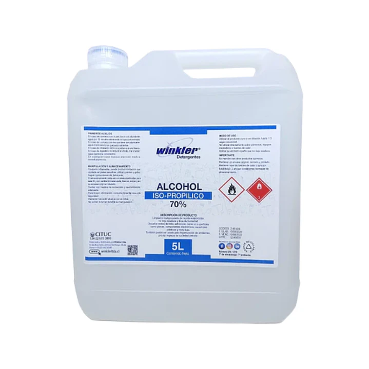 Alcohol Isopropílico Winkler 70% 5 Litros 1