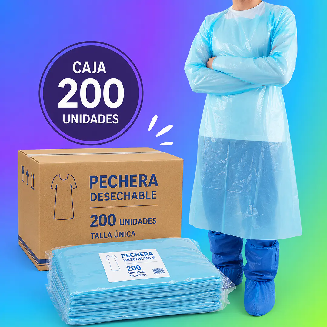 PECHERA DESECHABLE INDIVIDUAL CON MANGAS Y OJAL X 200u 1