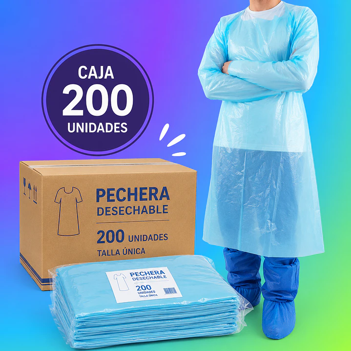 PECHERA DESECHABLE INDIVIDUAL CON MANGAS Y OJAL X 200u 1