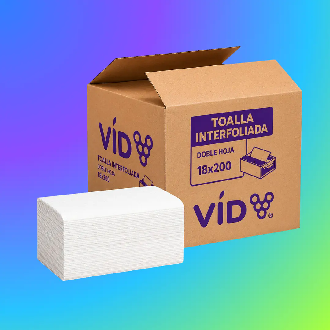 TOALLA INTERFOLIADA VID CAJA DOBLE HOJA 18X200 1