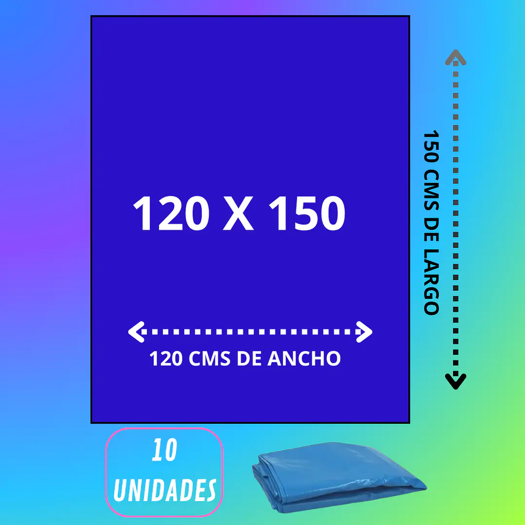 BOLSA DE BASURA 120 X 150 AZUL CARGA PESADA 10u 1