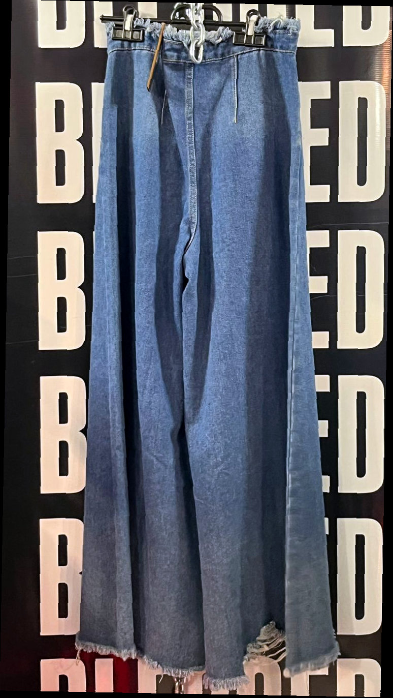 Jean Wide Leg Azul Deshilachado — 2