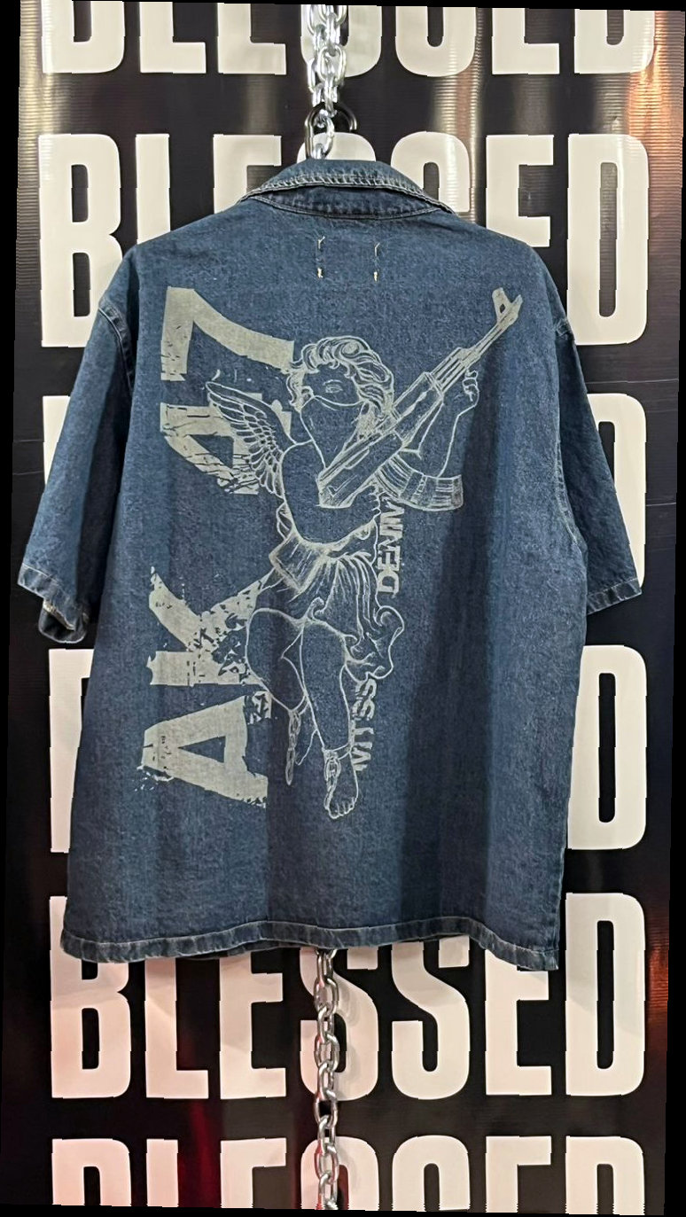 Camisa Denim Estampada Ángel
