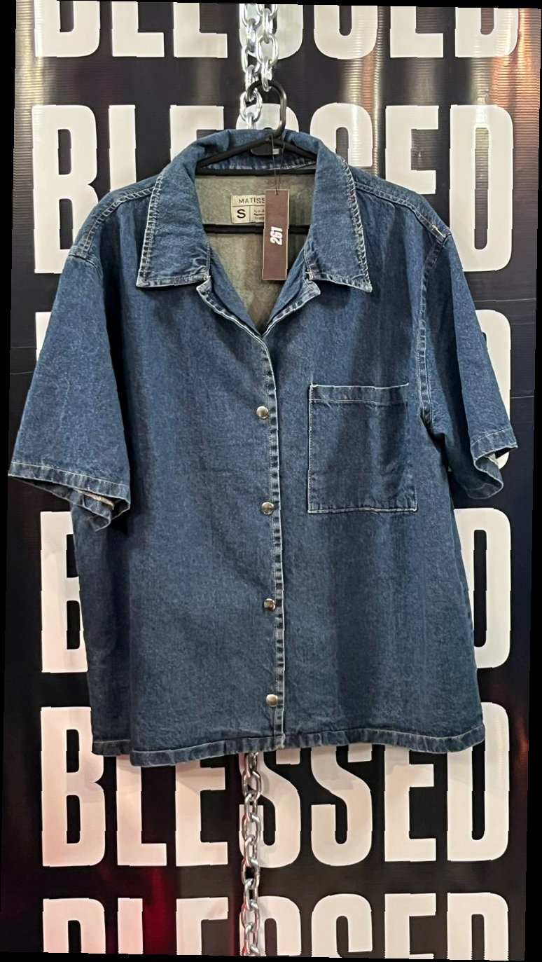 Camisa Denim Manga Corta
