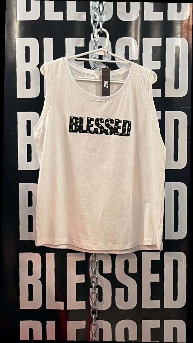 Musculosa Blanca BLESSED con Tachas