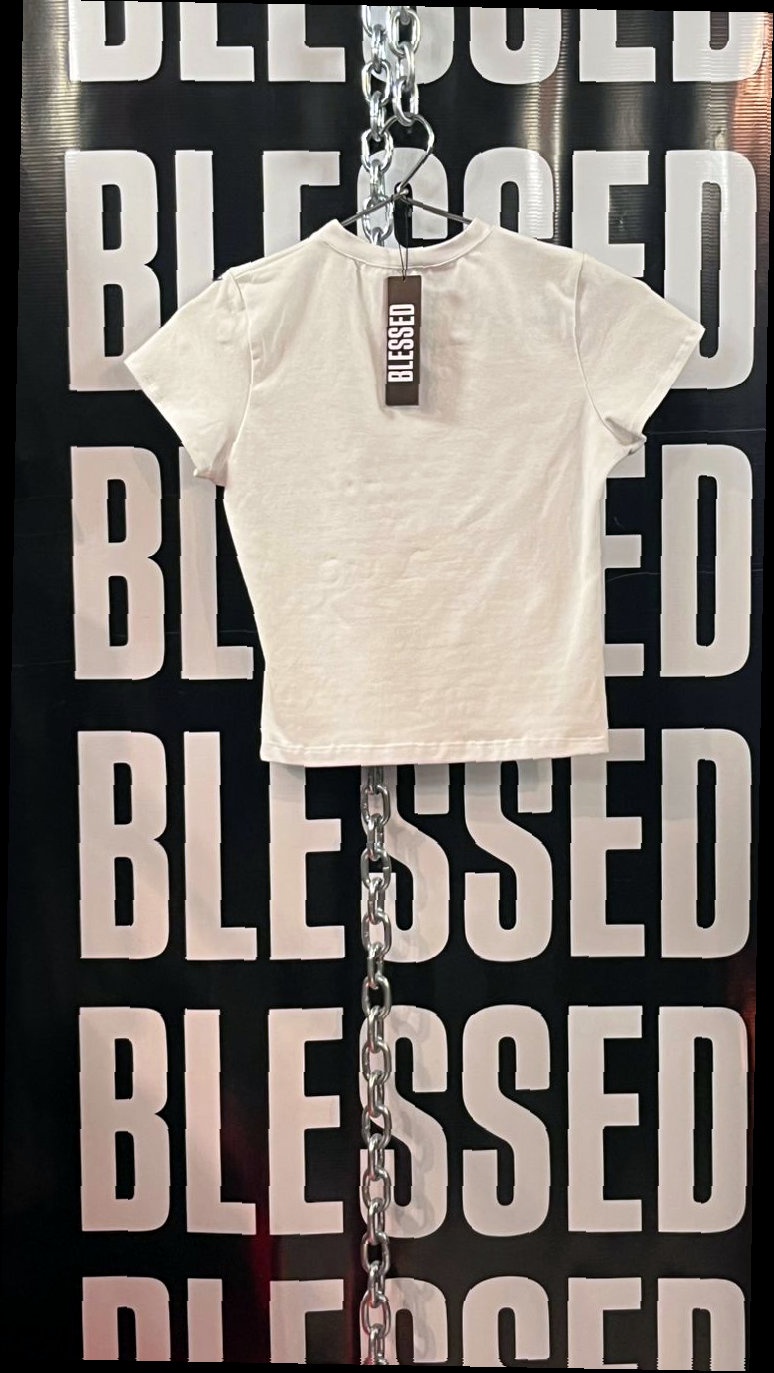 Remera Crop Baby Tee Blanca Estrella — 2