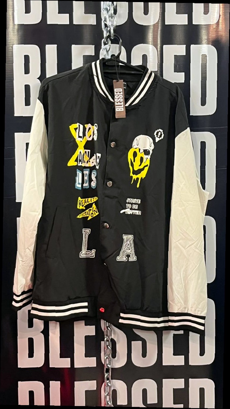 Campera Universitaria Negra Los Angeles
