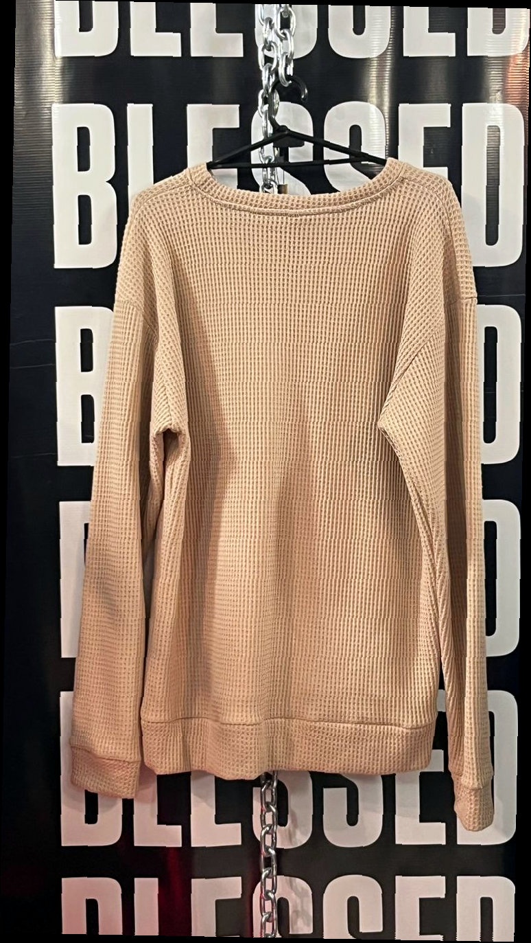 Sweater Tejido Beige Cuello Redondo — 2