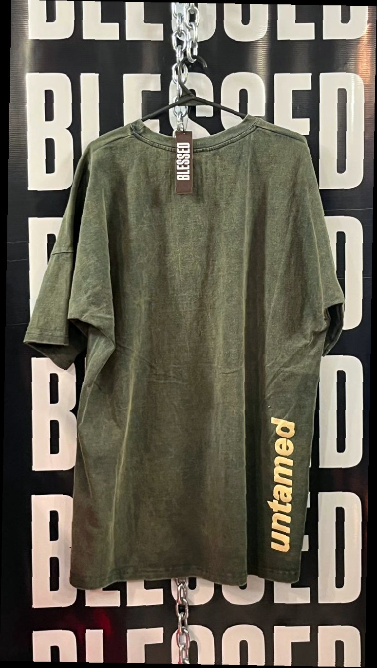 Remera Oversize Verde Kaki Acid Wash — 2