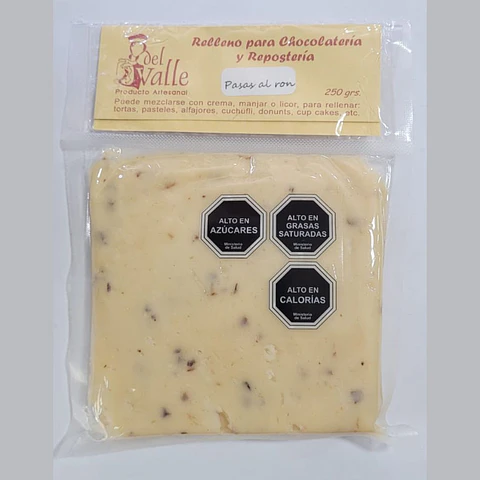 RELLENO PASAS AL RON 250 GRS  DEL VALLE