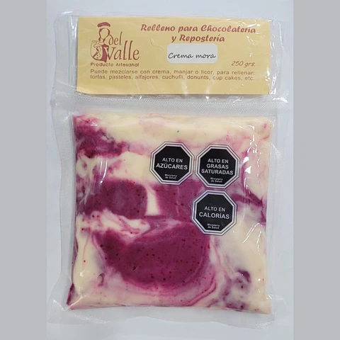 RELLENO CREMA MORA 250 GRS  DEL VALLE