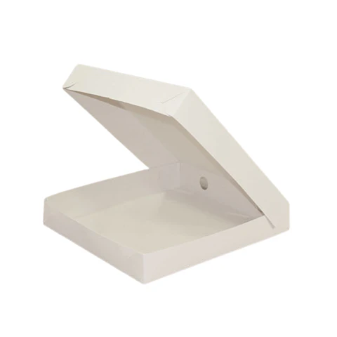 CAJA PIZZA MEDIANA CARTULINA BLANCA 25X25X4 CM