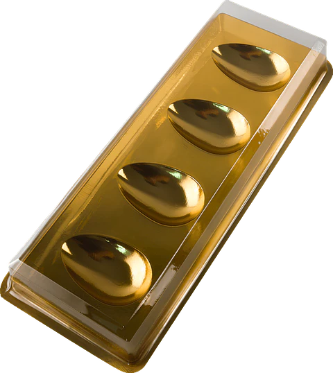 CAJA PARA KIT DEGUSTACIÓN DE MINI HUEVOS 50 g – DORADO