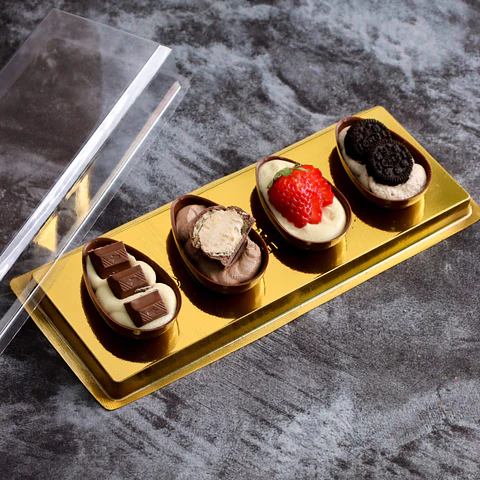 CAJA PARA KIT DEGUSTACIÓN DE MINI HUEVOS 50 g – DORADO