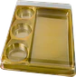 CAJA PARA TABLETAS CON 3 CAVIDADES PARA TRUFAS Y CHOCOLATES – DORADO - Miniatura 1