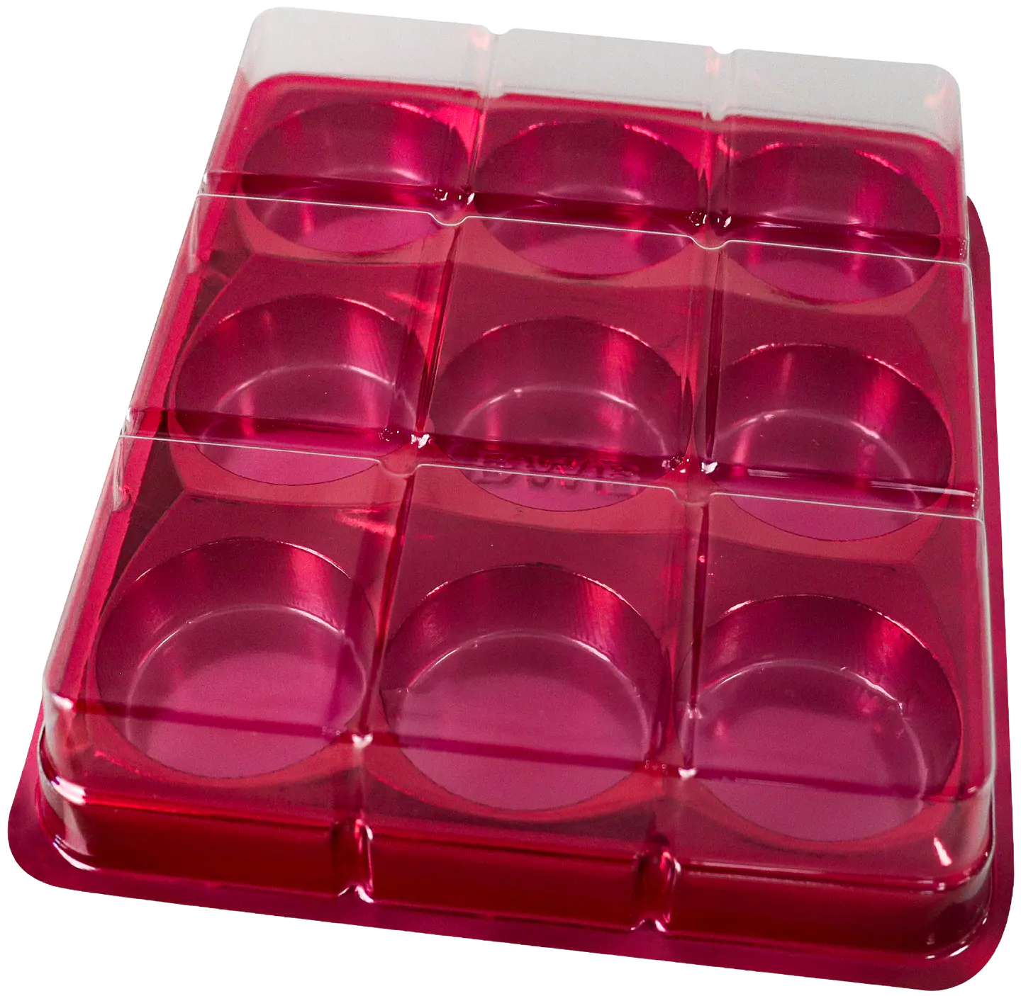 CAJA RECTANGULAR PARA TRUFAS Y CHOCOLATES CON 9 CAVIDADES - ROJO 1