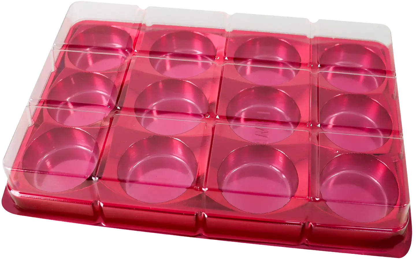 CAJA RECTANGULAR PARA TRUFAS Y CHOCOLATES CON 12 CAVIDADES - ROJA 1