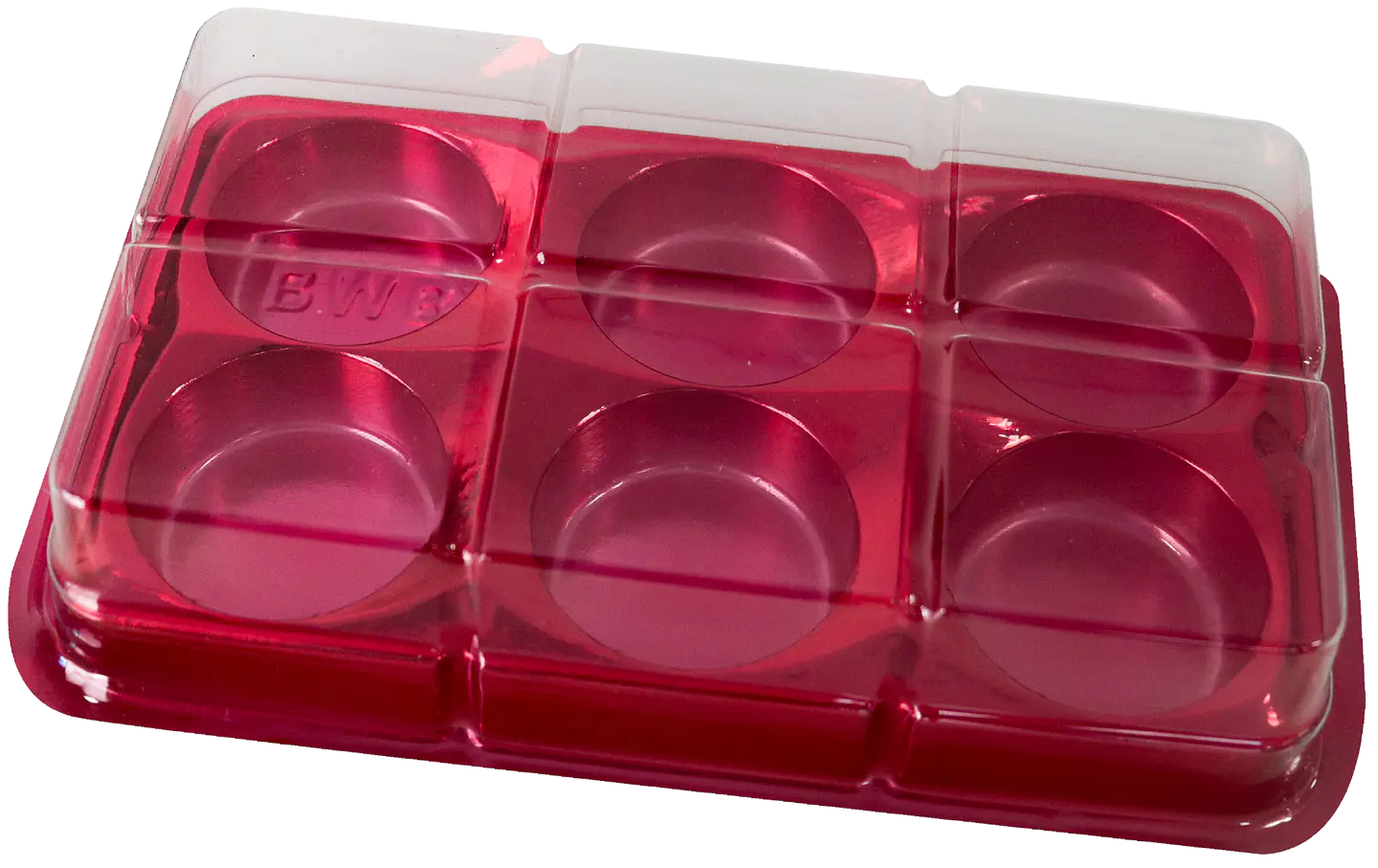CAJA RECTANGULAR PARA TRUFAS 6 CAVIDADES ROJA 1