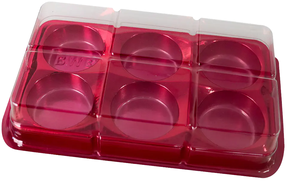 CAJA RECTANGULAR PARA TRUFAS 6 CAVIDADES ROJA 1