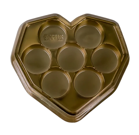 CAJA BOMBON CORAZON 7 CAVIDADES - DORADA