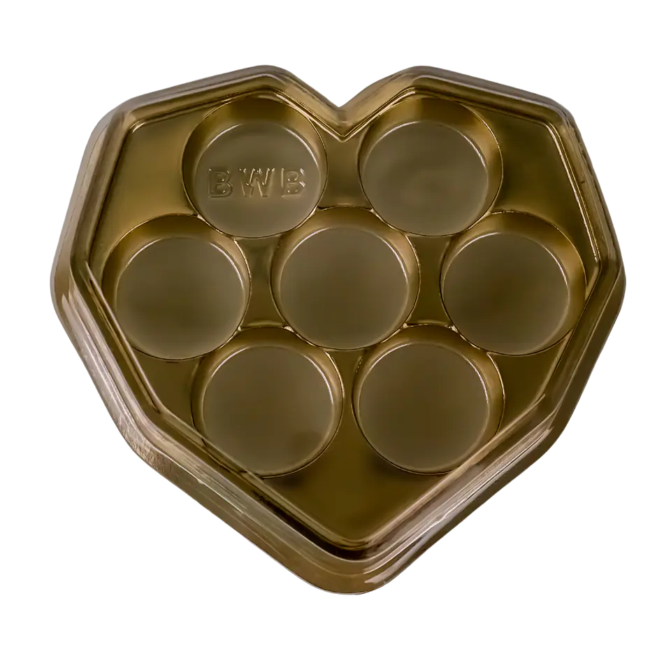 CAJA BOMBON CORAZON 7 CAVIDADES - DORADA 1
