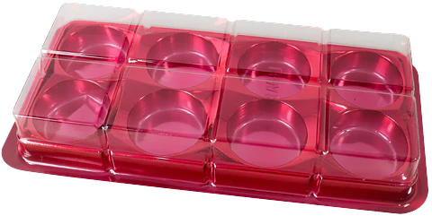 CAJA RECTANGULAR PARA TRUFAS Y CHOCOLATES CON 8 CAVIDADES - ROJA