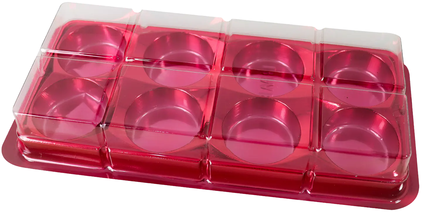 CAJA RECTANGULAR PARA TRUFAS Y CHOCOLATES CON 8 CAVIDADES - ROJA 1