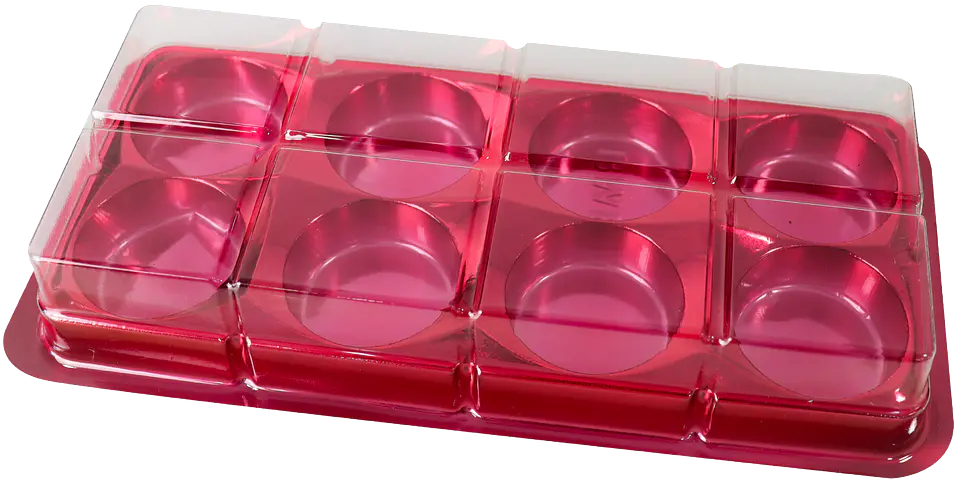 CAJA RECTANGULAR PARA TRUFAS Y CHOCOLATES CON 8 CAVIDADES - ROJA 1
