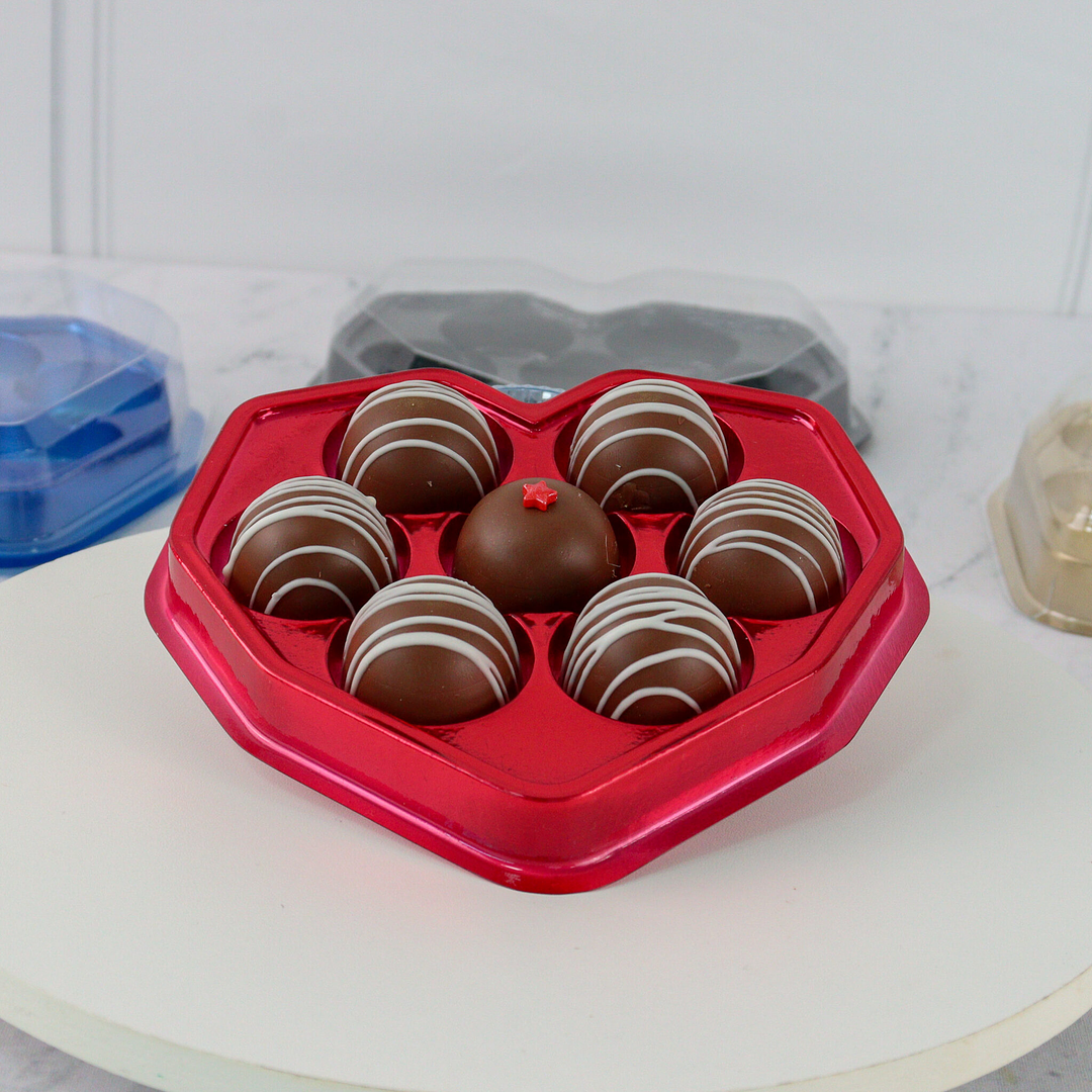 CAJA BOMBON CORAZON 7 CAVIDADES - ROJO 2