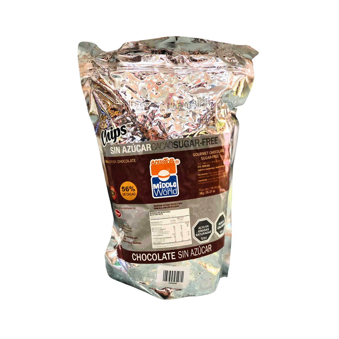 CHIPS SIN AZUCAR 56 % CACAO 1 KG MIDDLE OF THE WORLD