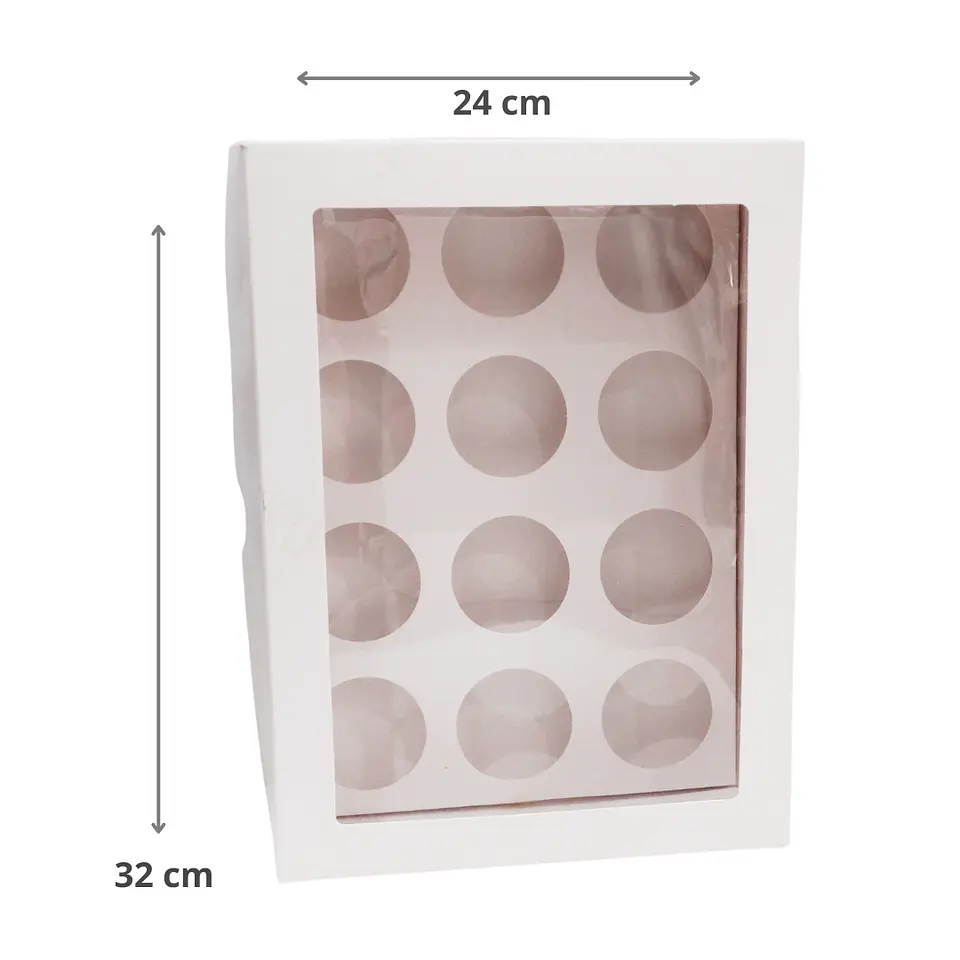 CAJA BLANCA 12 CUPCAKE CON VISOR 1