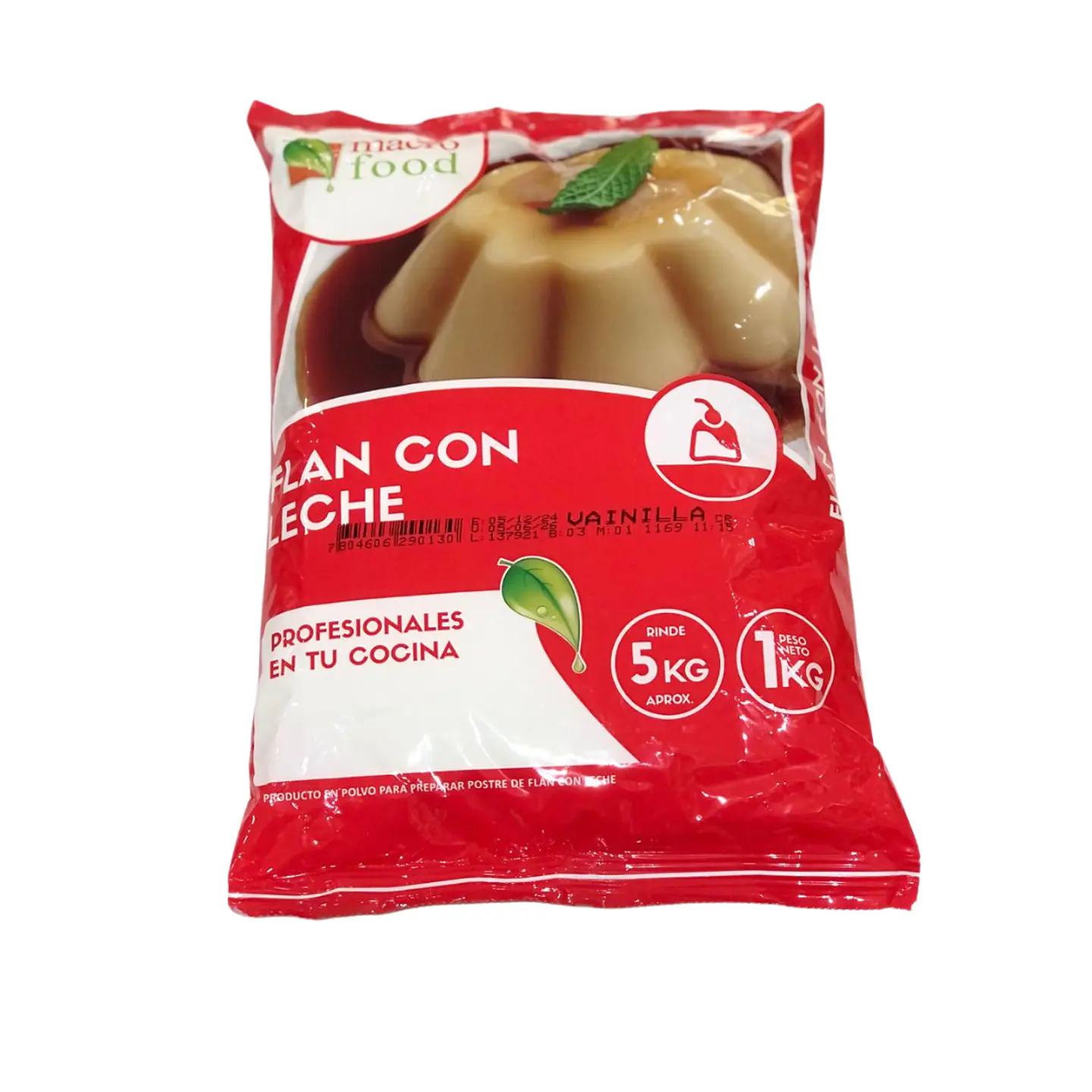 FLAN CON LECHE SABOR VAINILLA MACRO FOOD 1 KG. 1