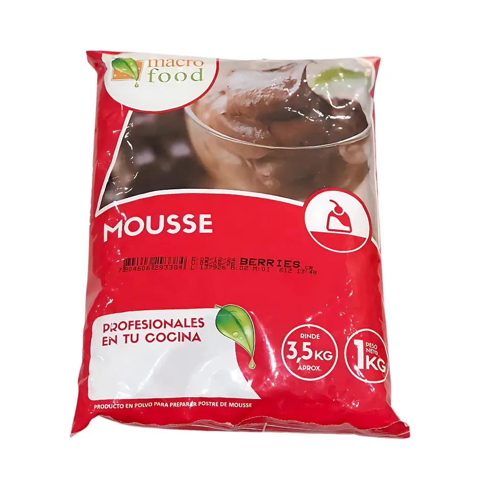 MOUSSE SABOR BERRIES MACRO FOOD 1 KG. 1