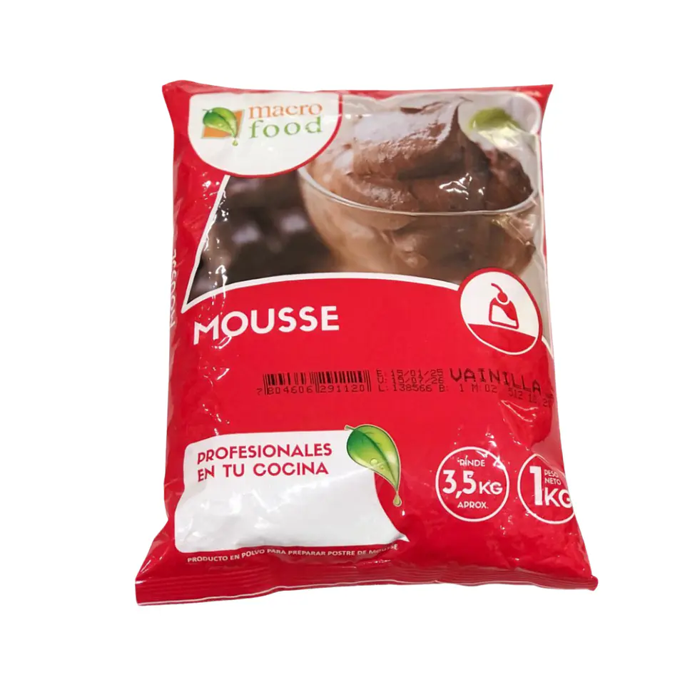 MOUSSE SABOR VAINILLA MACRO FOOD 1 KG. 1