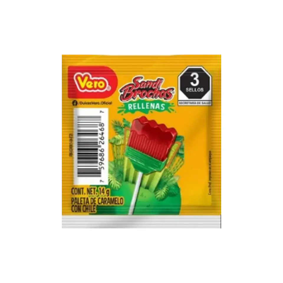SANDI BROCHAS RELLENAS PALETAS DE CARAMELO CON CHILE 1