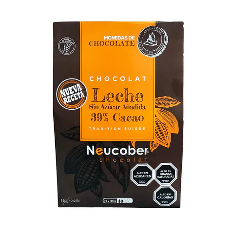 CHOCOLATE DE LECHE 39% CACAO SIN AZUCAR 1KG NEUCOBER