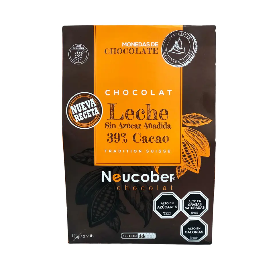 CHOCOLATE DE LECHE 39% CACAO SIN AZUCAR 1KG NEUCOBER 1