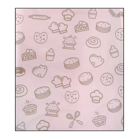 PAPEL ANTIGRASA 100 UN. DISEÑO REPOSTERIA ROSADO