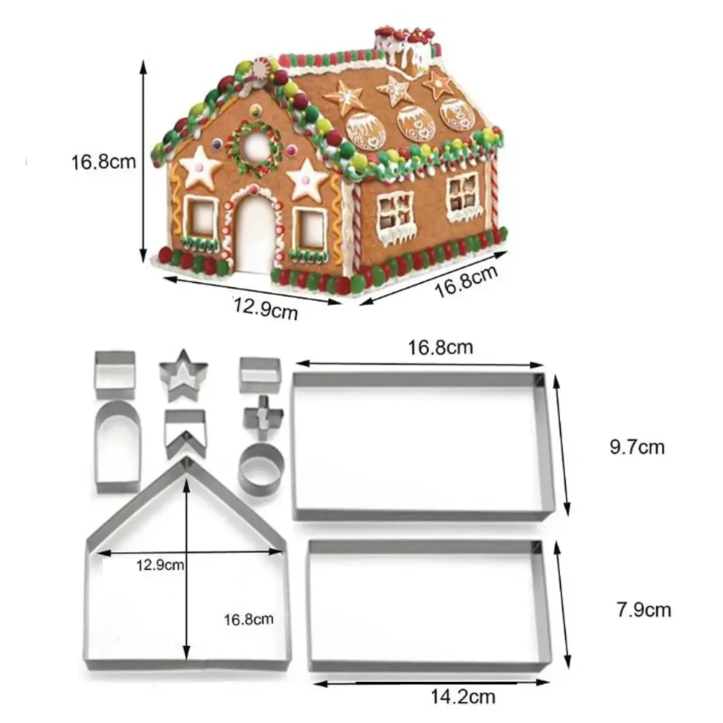 CORTADOR GALLETA CASA NAVIDAD 3D 10PCS 4