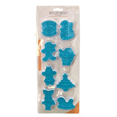 CORTADOR DE GALLETAS NAVIDEÑO CELESTE RENO 8PCS 
