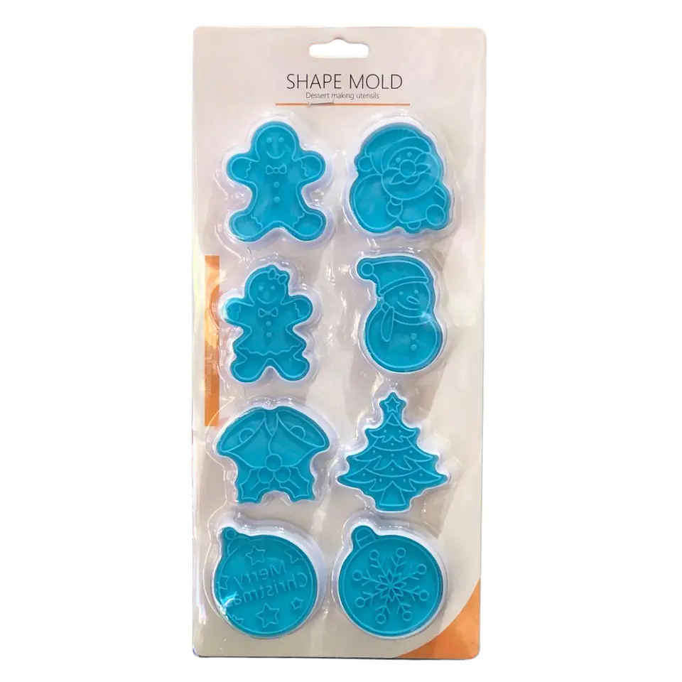 CORTADOR DE GALLITAS NAVIDEÑO CELESTE 8PCS 1
