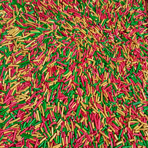 PALITO NAVIDEÑO  DORADO, VERDE Y  ROJO 30 G